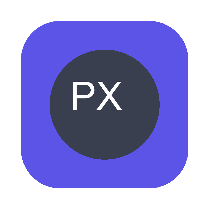 Square synthetic PX logo used as the ICO source